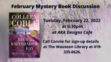 Mystery Book Discussion Tuesday February 22, 2022 at 6:30 PM at AKA Designs